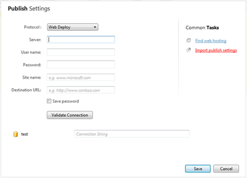 publish settings 
