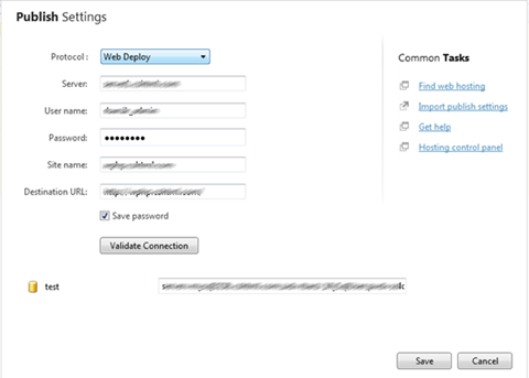 Details in publish settings